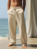 Brown Cotton Linen Trouser