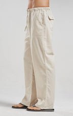 Brown Cotton Linen Trouser