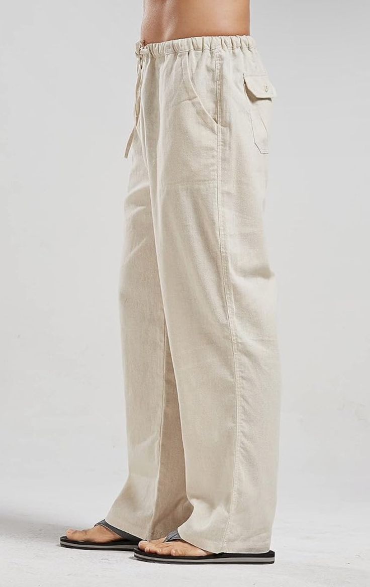 Brown Cotton Linen Trouser