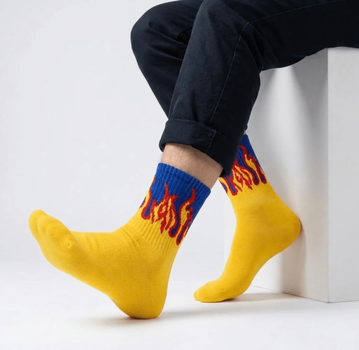 Yellow Smoked Blaze™ Socks | Full Length