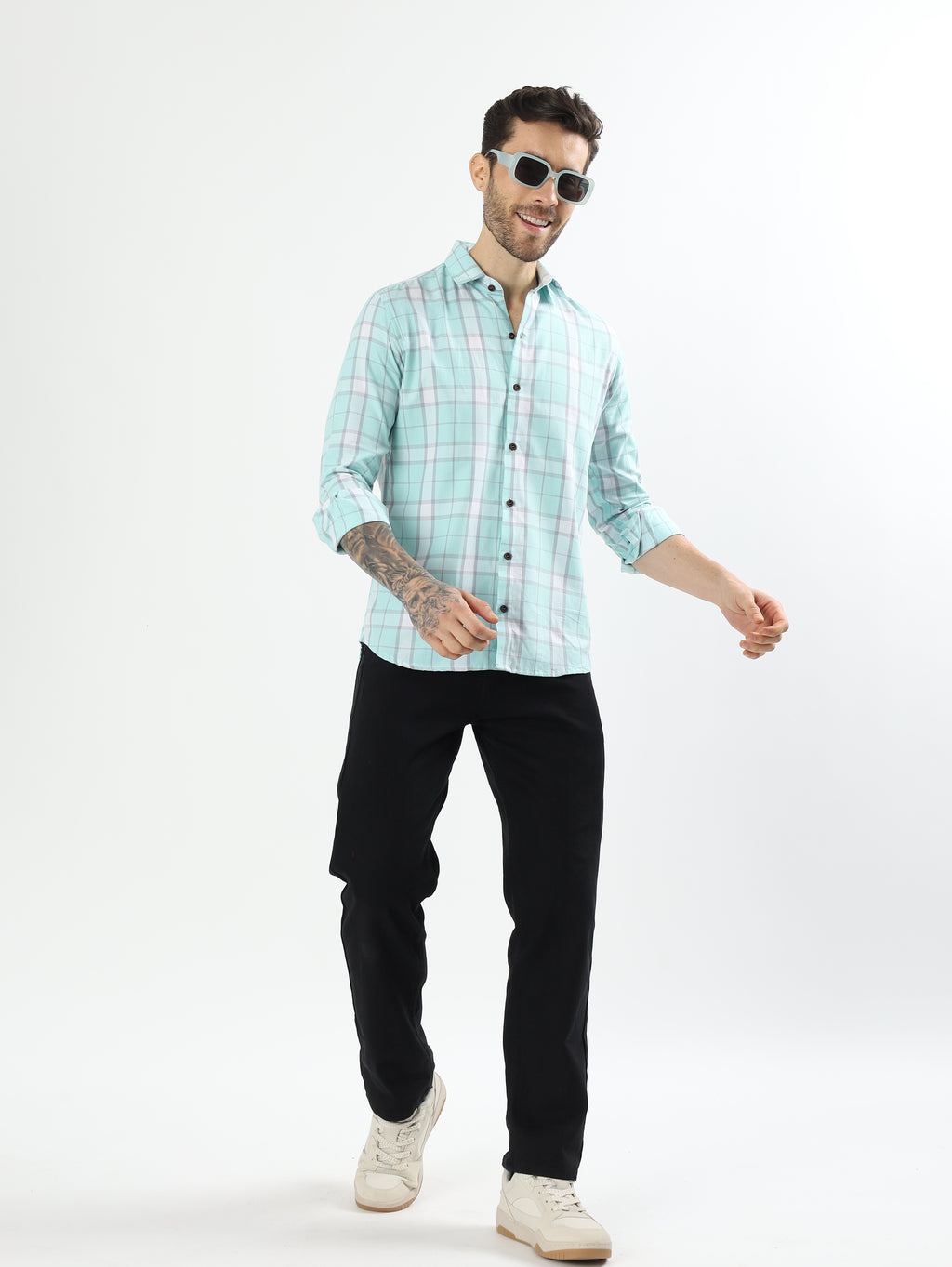 Aqua Grid check shirt