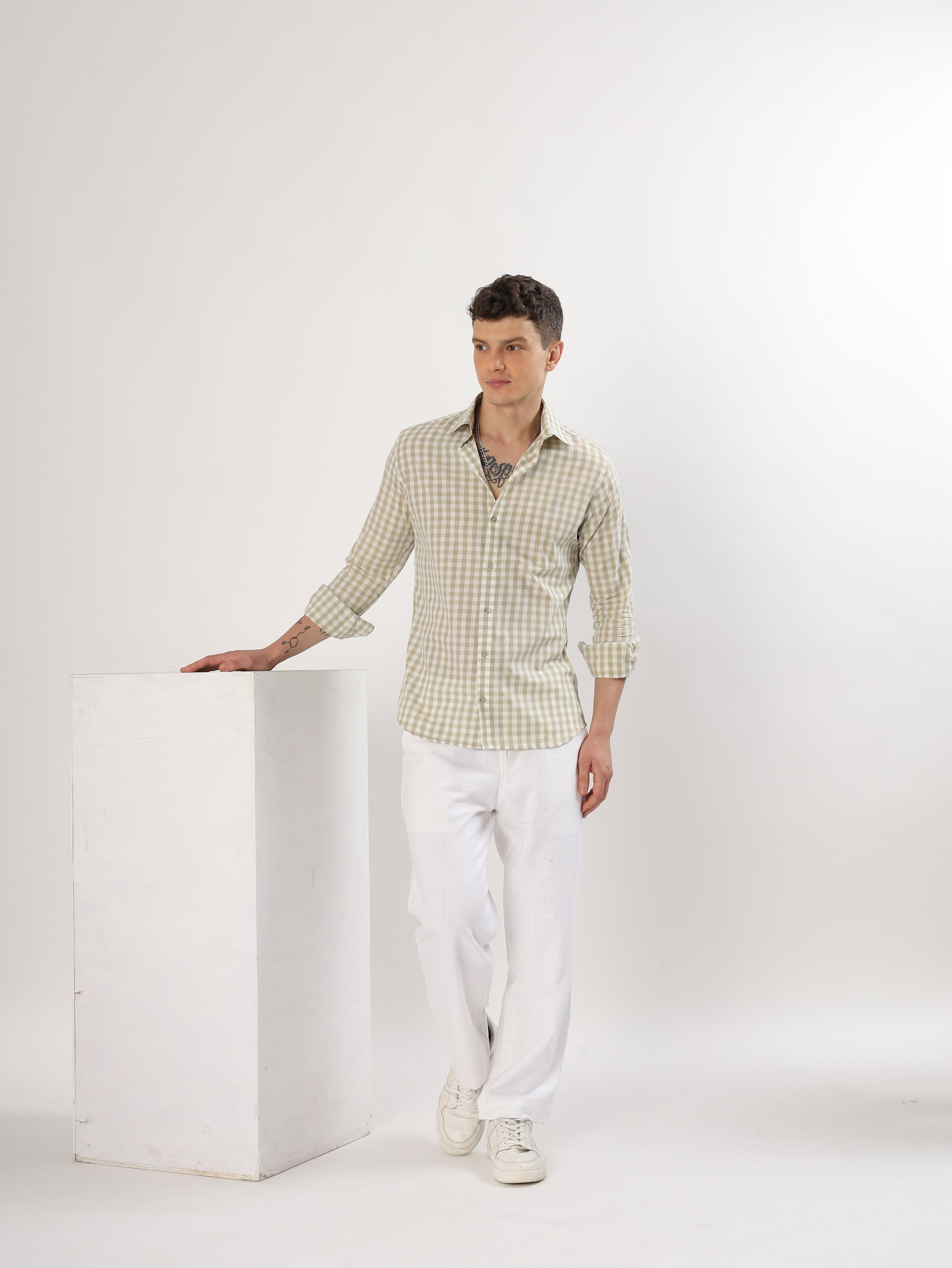 Sage Green small check