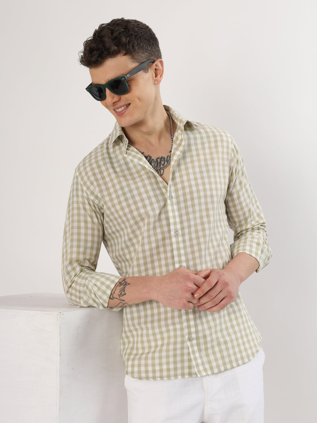 Sage Green small check