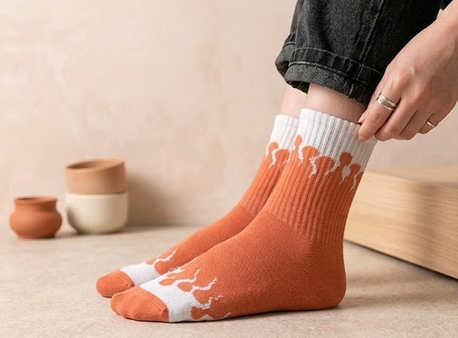 Orange Urban Flames™ Socks | Full Length