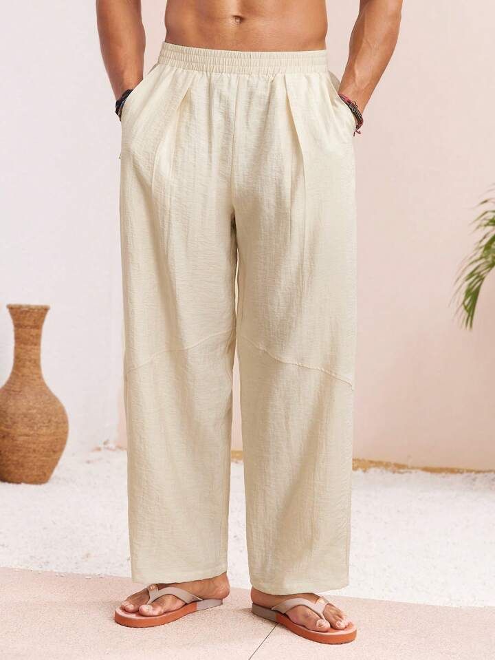 Brown Cotton Linen Trouser