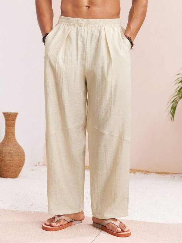 Brown Cotton Linen Trouser