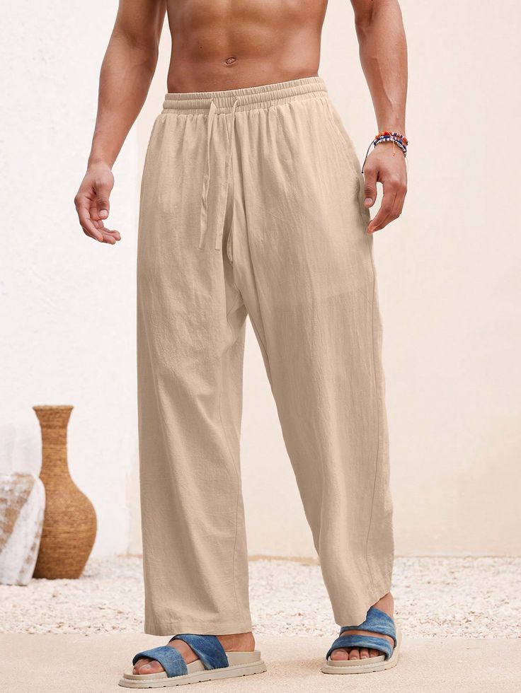 Brown Cotton Linen Trouser