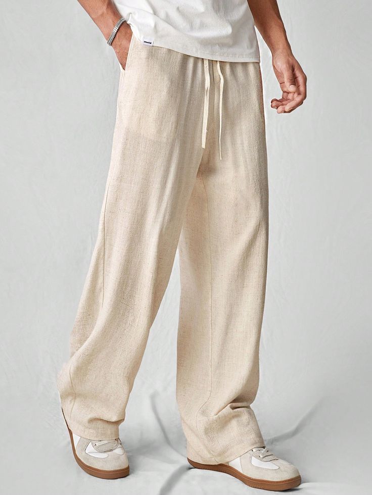 Brown Cotton Linen Trouser